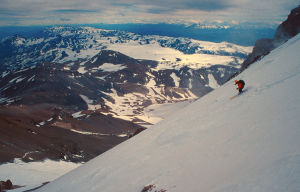 Skiing off the summit of Volcan Domuyo, 2006.