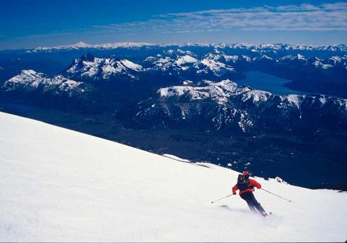 Skiing Volcan Lanin, Chile-Argentina border.