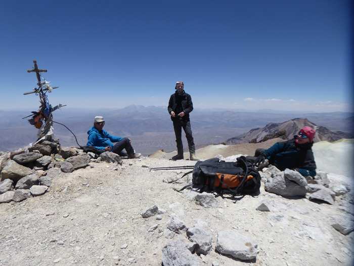 Three out of three clients on the summit of Chachani, 6075m. 