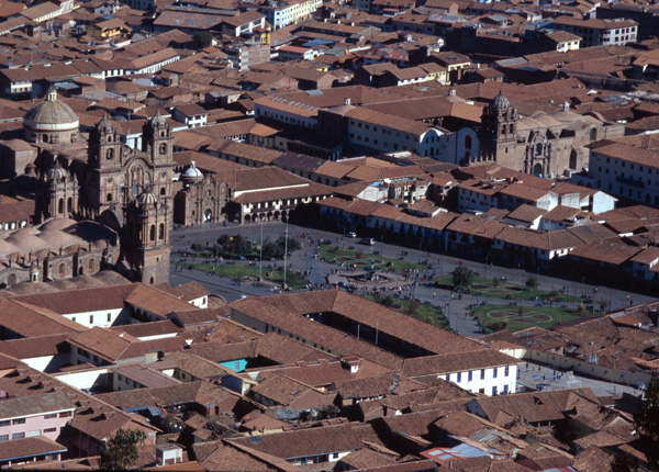 Aerial view of Cuzco's Plaza de Armas
