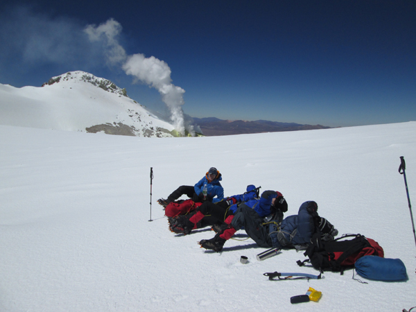 Resting just beneath the summit of Volcan Guallatiri. 