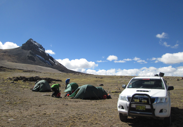 Our first camp in teh Cordillera Huanzo, beneath the peak of Condorillo