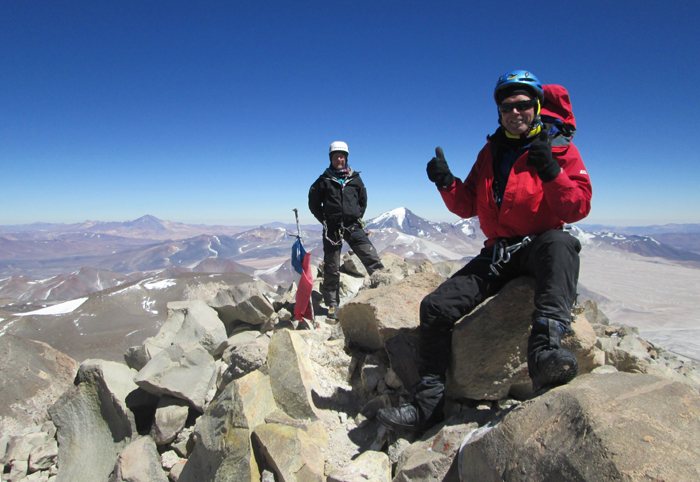 Clients on the summit of Ojos del Salado, March 2016. 