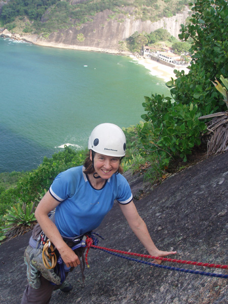 Rock climbing on the Sugar Loaf, above Praia Vermelha.