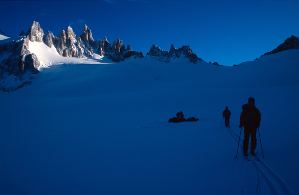 Setting off from camp, summit day on San Lorenzo 2005.