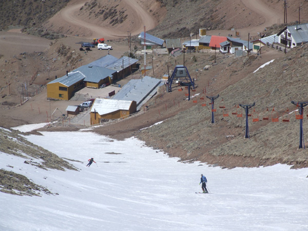 Skiing down the closed off pistes at Vallecitos,