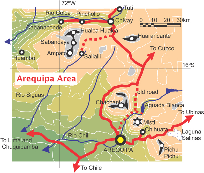 Arequipa area mountian map