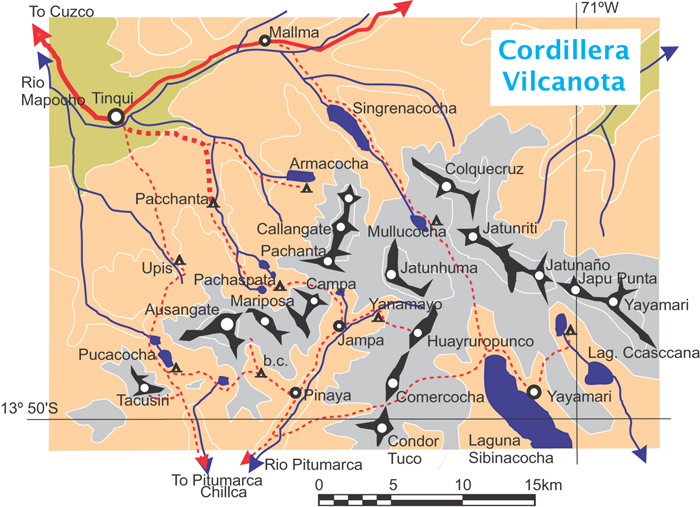 Map of the Cordillera Vilcanota