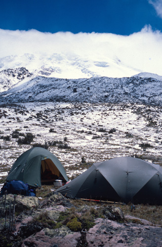 Campsite on Volcan Antisana, Ecuador Volcanoes.