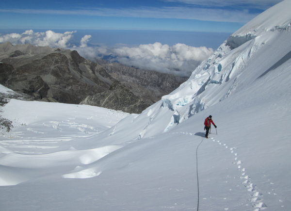 Climbing the glacier on Pico Colon, Colombia