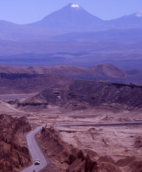 Colorado is in the distance from the road into San Pedro de Atacama