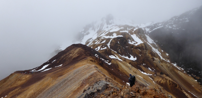 The south peak of Huila from the high camp at 4600m. 