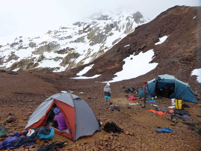 High camp below the south peak of Nevado del Huila, Colombia. 