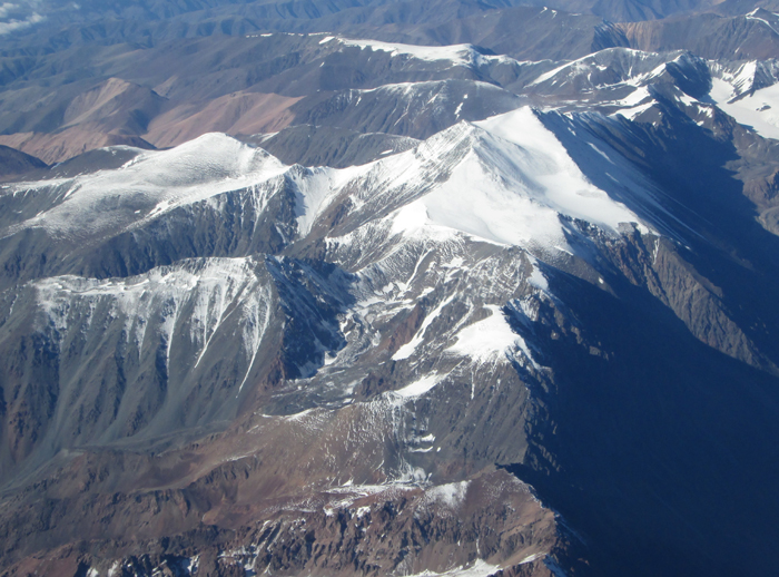 An aerial view of the Cordon del Plata from the north. 