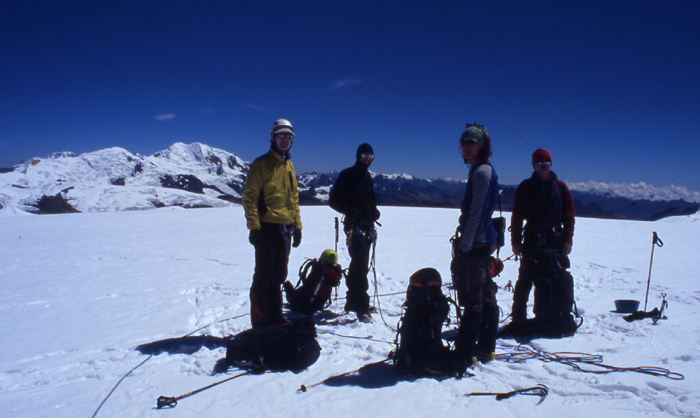 A group of climbers on the summit of San Braulio.