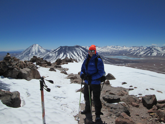 On the summit of Toco, looking towads Licancabur and Juriques. 