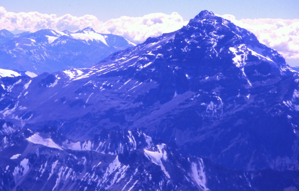 A view of the northwest side of Aconcagua showing the normal route