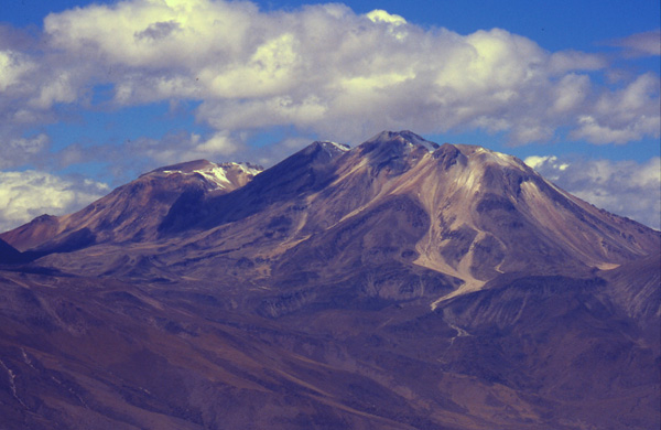 An aerial view of Chachani showing the top part of the ascent route.