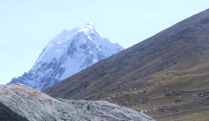 Jatunhuma from the northwest, Cordillera Vilcanota, Peru
