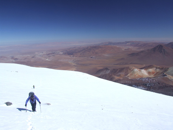 Climbing high on Volcan Llullaillaco, 2009 ANDES  expedition.