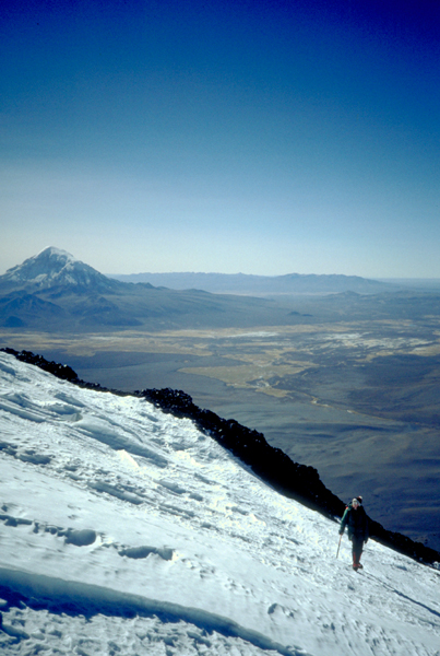 Climbing high on the southeast side of Parinacota
