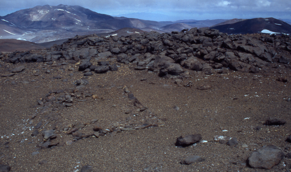 The archaeological  ruins on the summit of Reclus, Bonete in the background.