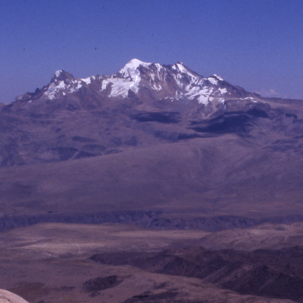 A distant photo of Solimana from Coropuna at sunset.