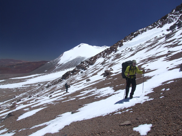 and climbing up to the high camp on Cerro Tres Cruces a week later.