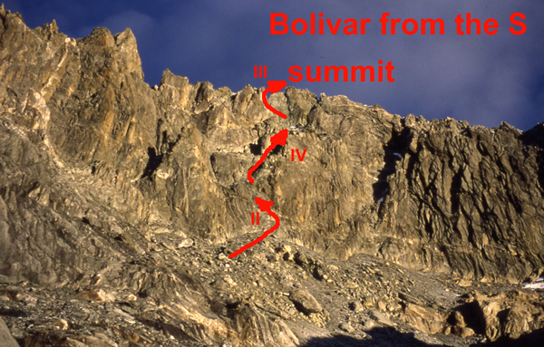 The standard  route to the summit on Pico Bolivar.