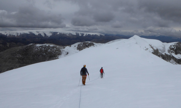 Descending form the summit of Pumanota 5516m.  