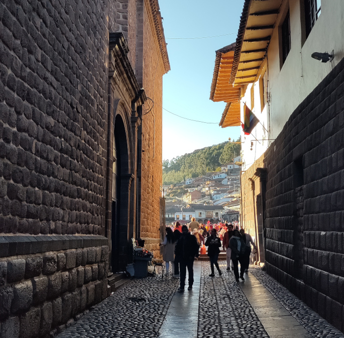 Morning light on one of the multitude of narrow allewyways in Cusco, Peru.  